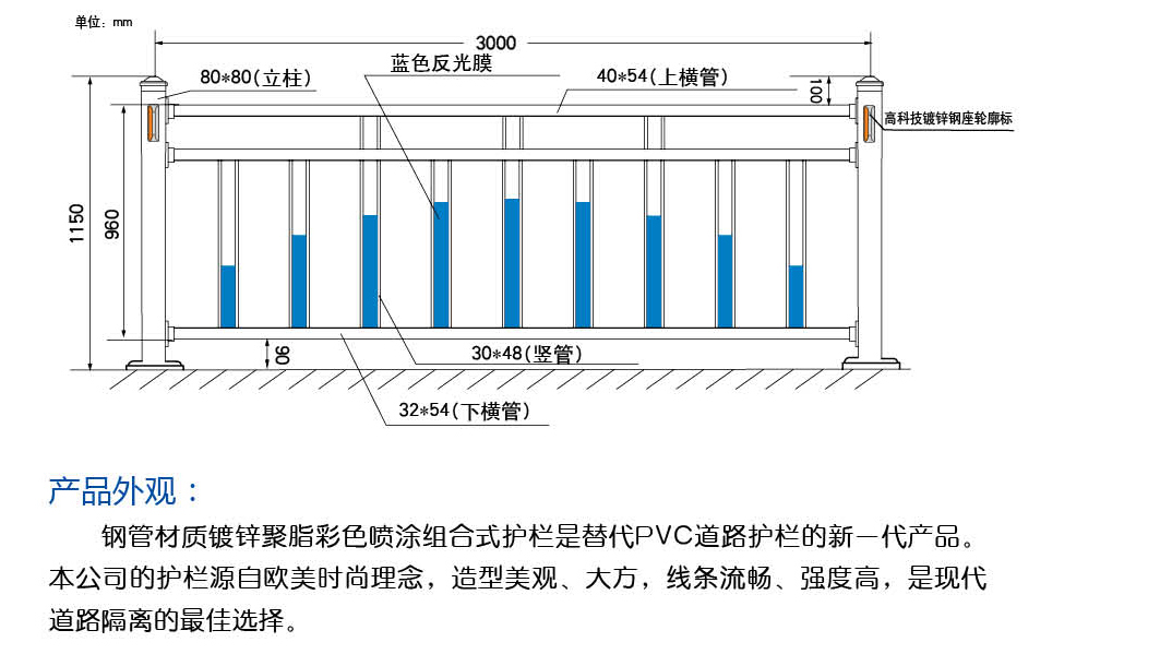 市政道路钢制三杆型护栏-4